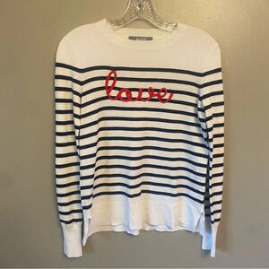 Marled Striped Love Knit Sweater XS nautical Valentine Day